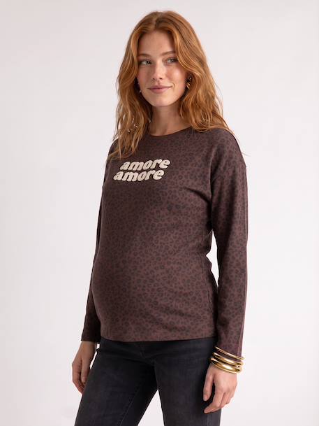 T-shirt grossesse manches longues chocolat - vertbaudet enfant 