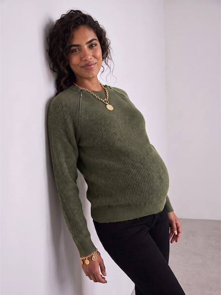 Maternity and nursing jumper bordeaux red+khaki - vertbaudet enfant 