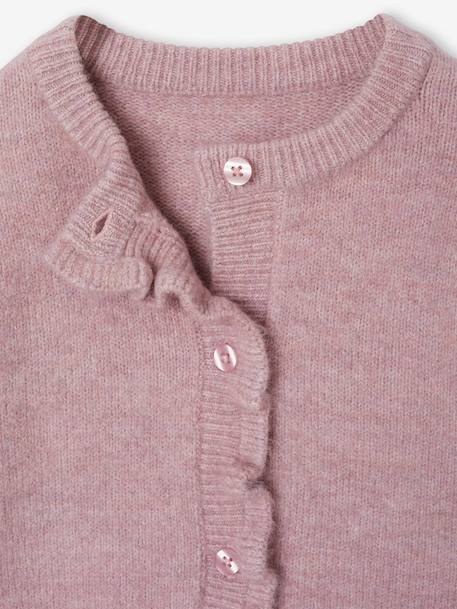 Long-sleeved cardigan for girls olive+pale pink - vertbaudet enfant 
