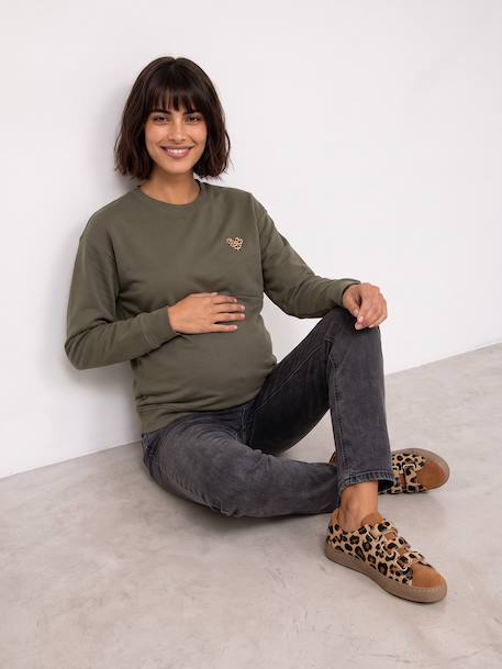 Sweat grossesse et allaitement khaki - vertbaudet enfant 