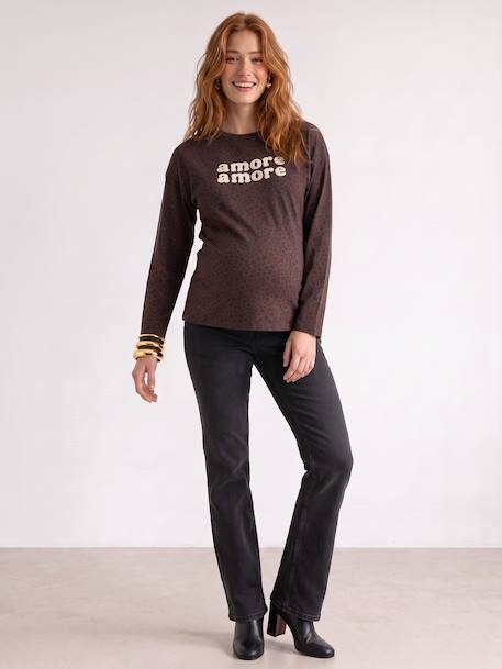 T-shirt grossesse manches longues chocolat - vertbaudet enfant 