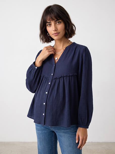 Chemise grossesse et allaitement bleu ardoise - vertbaudet enfant 