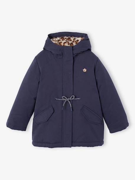 3-in-1 detachable parka for girls blush+navy blue - vertbaudet enfant 