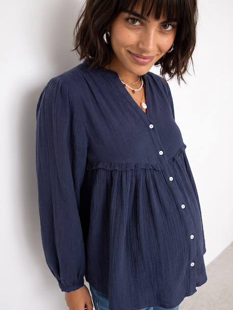 Chemise grossesse et allaitement bleu ardoise - vertbaudet enfant 