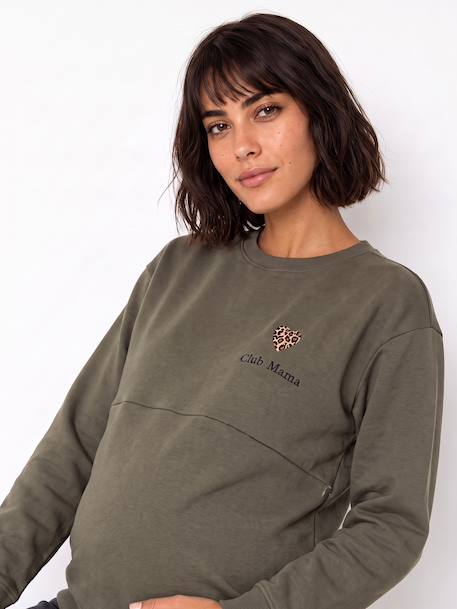 Maternity and nursing sweatshirt khaki - vertbaudet enfant 