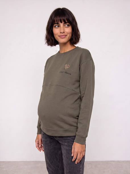 Maternity and nursing sweatshirt khaki - vertbaudet enfant 