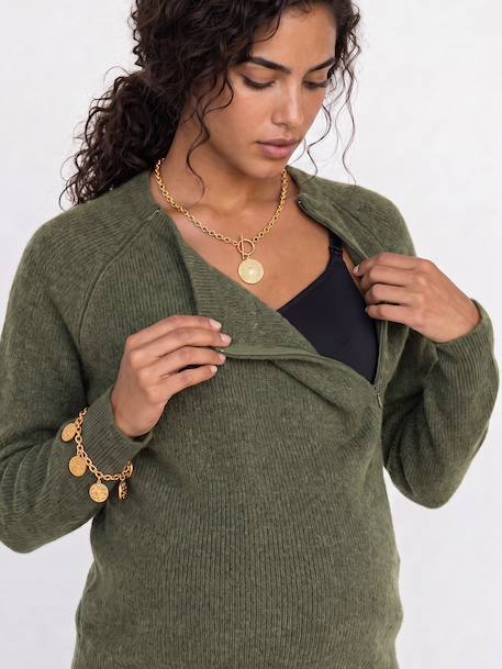 Pull grossesse et allaitement bordeaux+kaki - vertbaudet enfant 