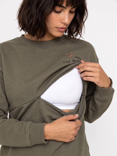 Maternity and nursing sweatshirt khaki - vertbaudet enfant 