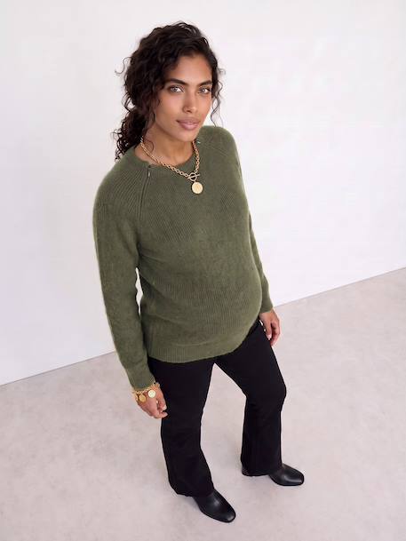Maternity and nursing jumper bordeaux red+khaki - vertbaudet enfant 