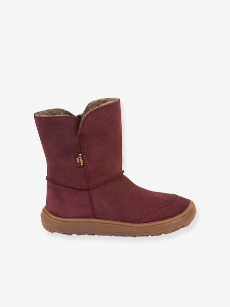 Barefoot TEX SUEDE FRODDO children's boots black+bordeaux red+gold+grey - vertbaudet enfant 
