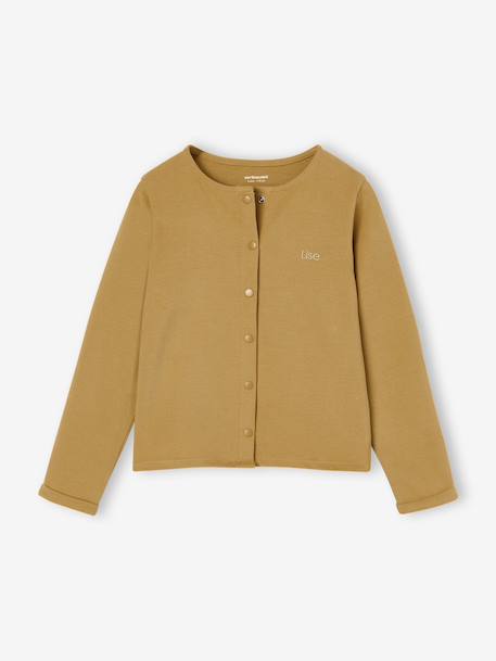Ensemble fille cardigan et robe imprimée fleurs camel+jaune pâle+marine+vert de gris - vertbaudet enfant 