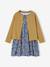 Ensemble fille cardigan et robe imprimée fleurs camel+jaune pâle+marine+vert de gris - vertbaudet enfant 