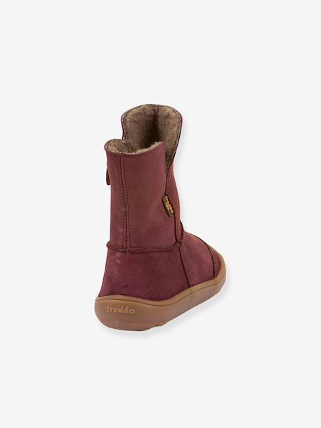 Barefoot TEX SUEDE FRODDO children's boots black+bordeaux red+gold+grey - vertbaudet enfant 