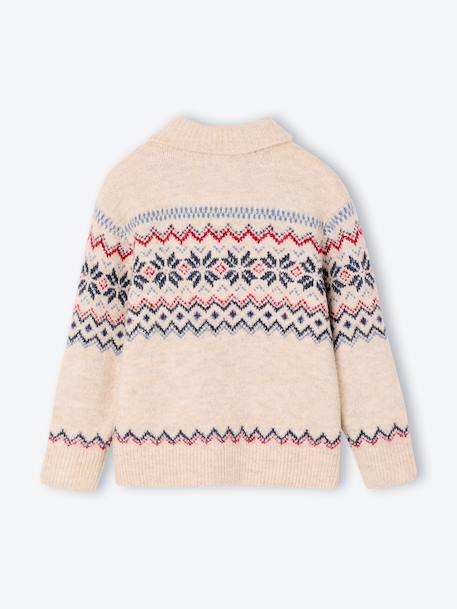 Shawl collar cardigan for boys mottled ecru - vertbaudet enfant 