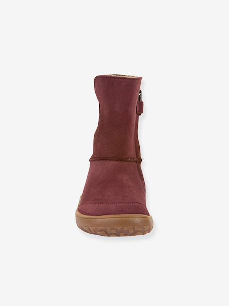 Barefoot TEX SUEDE FRODDO children's boots black+bordeaux red+gold+grey - vertbaudet enfant 