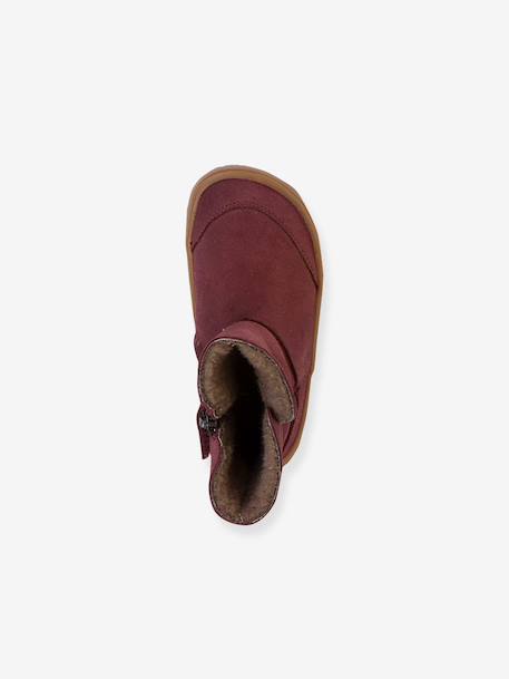 Barefoot TEX SUEDE FRODDO children's boots black+bordeaux red+gold+grey - vertbaudet enfant 