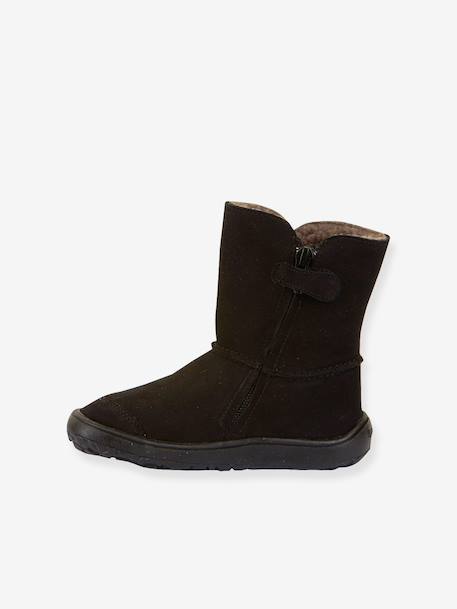 Barefoot TEX SUEDE FRODDO children's boots black+bordeaux red+gold+grey - vertbaudet enfant 
