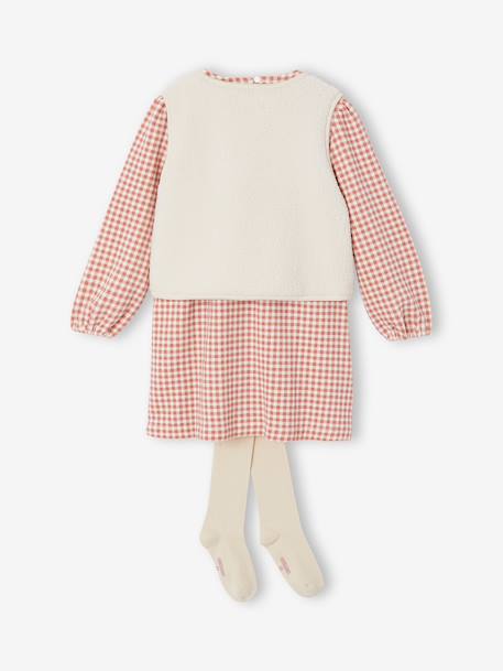 3-piece dress set for girls ecru+mauve - vertbaudet enfant 