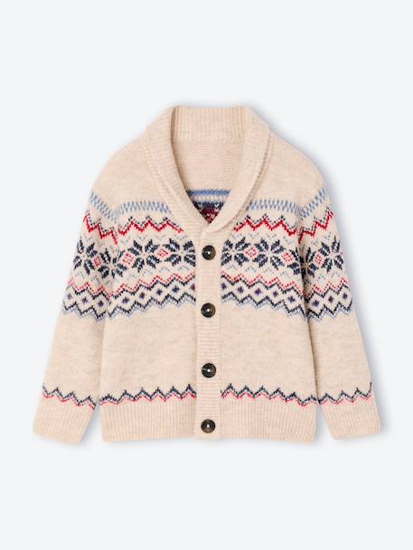 Shawl collar cardigan for boys mottled ecru - vertbaudet enfant 
