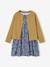 Ensemble fille cardigan et robe imprimée fleurs camel+jaune pâle+marine+vert de gris - vertbaudet enfant 