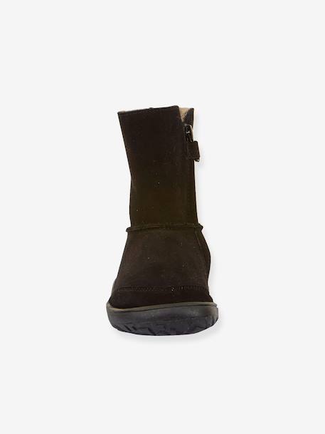 Barefoot TEX SUEDE FRODDO children's boots black+bordeaux red+gold+grey - vertbaudet enfant 