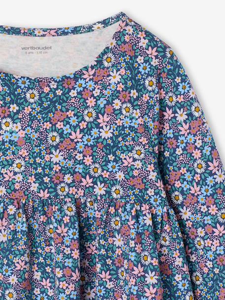 Ensemble fille cardigan et robe imprimée fleurs camel+jaune pâle+marine+vert de gris - vertbaudet enfant 