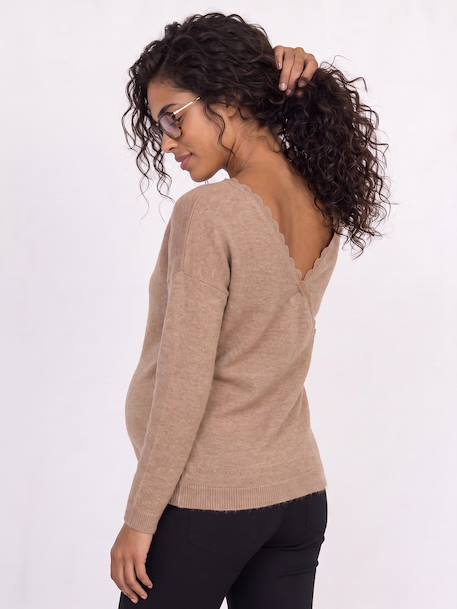 Pull devant/dos grossesse et allaitement beige+Blanc - vertbaudet enfant 