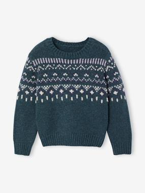 Pull jacquard col rond - vertbaudet enfant
