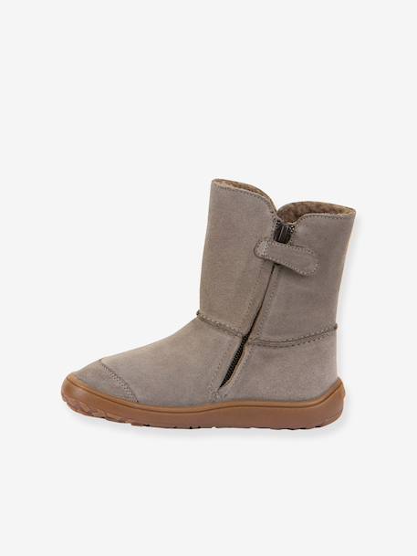 Barefoot TEX SUEDE FRODDO children's boots black+bordeaux red+gold+grey - vertbaudet enfant 