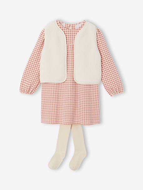 3-piece dress set for girls ecru+mauve - vertbaudet enfant 