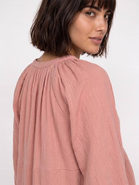 Blouse grossesse et allaitement en gaze coton biologique* bois de rose+vert sauge - vertbaudet enfant 