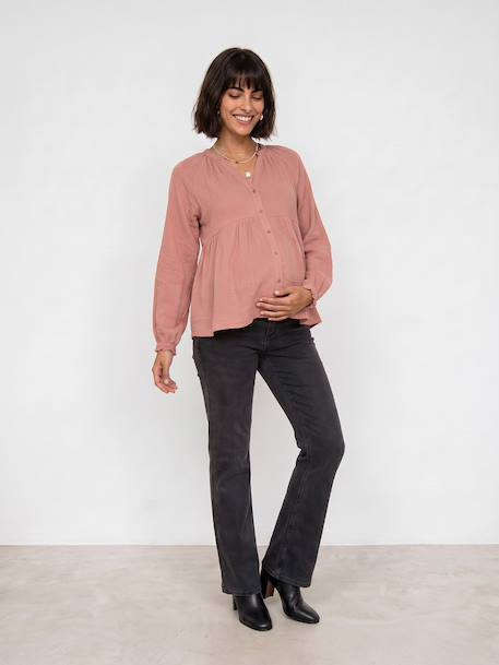 Blouse grossesse et allaitement en gaze coton biologique* bois de rose+vert sauge - vertbaudet enfant 