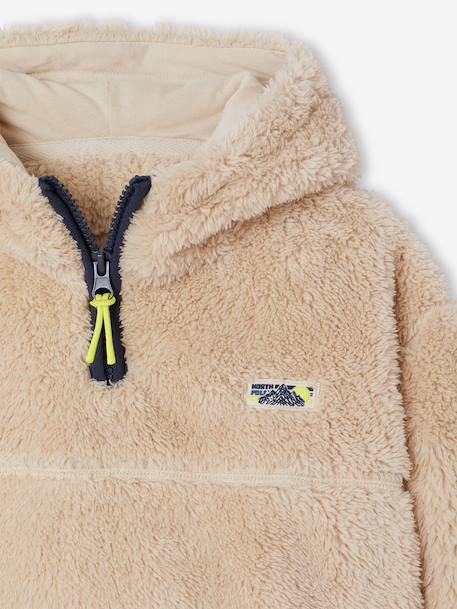 Hooded fleece sweatshirt for boys white - vertbaudet enfant 