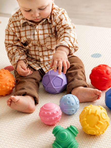 Lot de 8 balles sensorielles jaune+multicolore - vertbaudet enfant 
