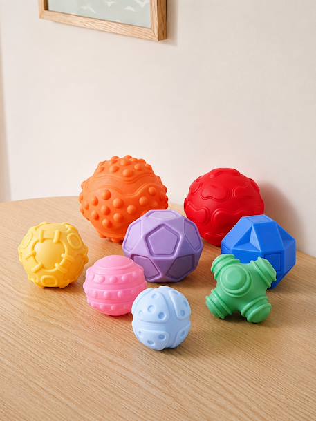 Lot de 8 balles sensorielles jaune+multicolore - vertbaudet enfant 