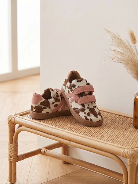 Basket enfant fille cuir à scratchs brun - vertbaudet enfant 