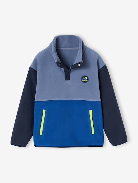 Sweat polaire garçon manches longues bleu+vert - vertbaudet enfant 