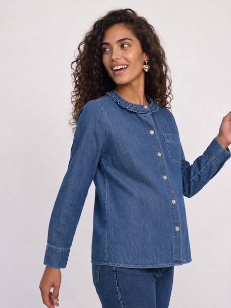 Maternity and nursing shirt medium blue - vertbaudet enfant 