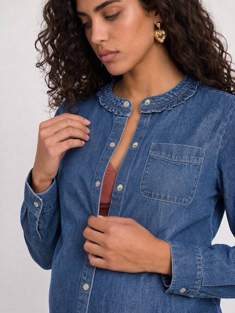 Maternity and nursing shirt medium blue - vertbaudet enfant 