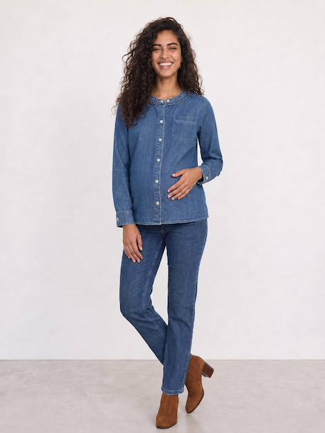 Maternity and nursing shirt medium blue - vertbaudet enfant 