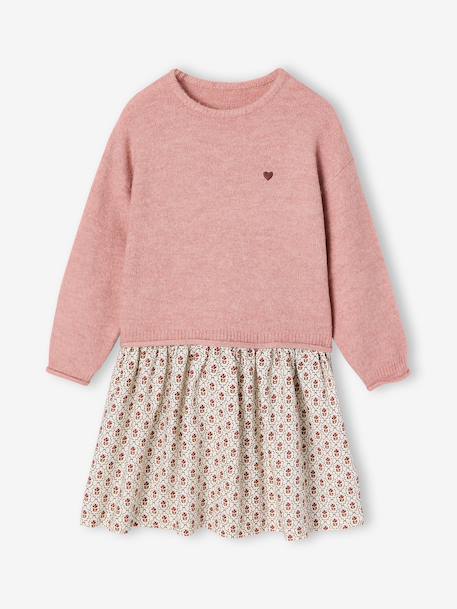 2-in-1 long-sleeved dress for girls plum+rosy - vertbaudet enfant 