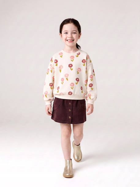 Corduroy Skirt with Heart Pockets for Girls anthracite+camel+mauve+peacock blue - vertbaudet enfant 