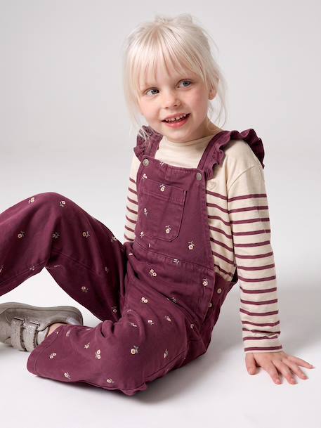 Long Sleeve Striped Top for Girls plum+sage green+striped blue - vertbaudet enfant 