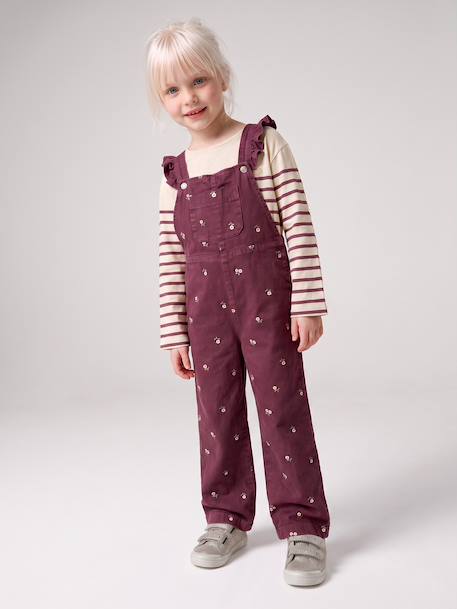 Long Sleeve Striped Top for Girls plum+sage green+striped blue - vertbaudet enfant 