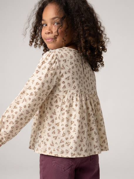 Long-sleeved blouse for girls blush+ecru - vertbaudet enfant 