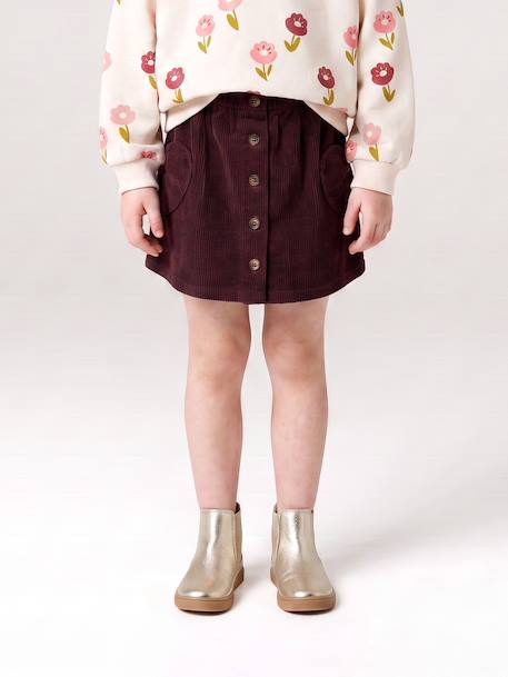 Corduroy Skirt with Heart Pockets for Girls anthracite+camel+mauve+peacock blue - vertbaudet enfant 