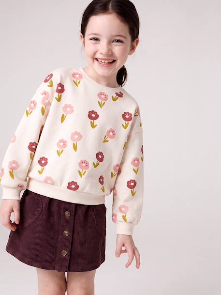 Corduroy Skirt with Heart Pockets for Girls anthracite+camel+mauve+peacock blue - vertbaudet enfant 