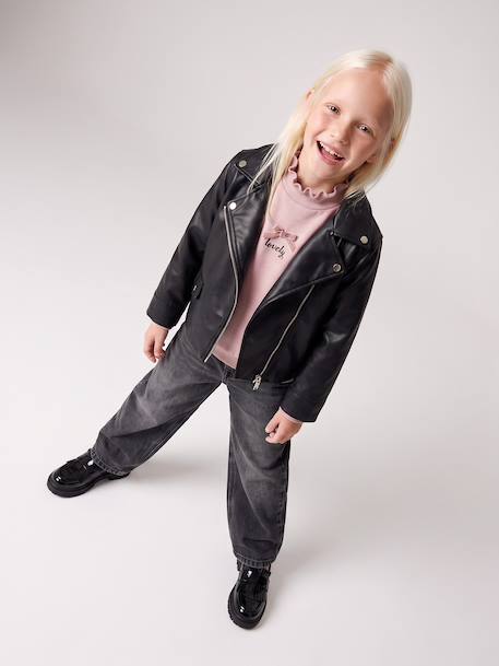 Biker jacket for girls black - vertbaudet enfant 