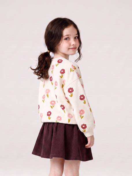 Corduroy Skirt with Heart Pockets for Girls anthracite+camel+mauve+peacock blue - vertbaudet enfant 