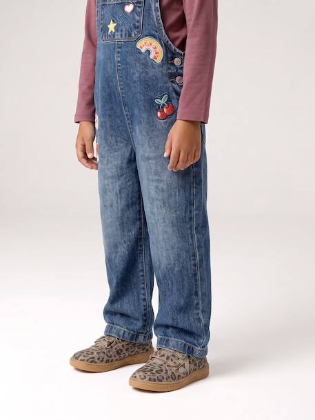 Wide-Leg Denim Dungarees for Girls black denim+denim grey+medium blue+stone - vertbaudet enfant 